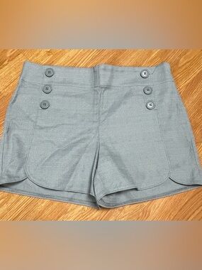 LOFT The Riviera Short Blue Textured Sailor Button Detail Size 4